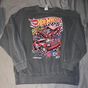 Hot Wheels Night Shifter Sweat Shirt Crew Neck Men's Size Large Gray Car Graphic